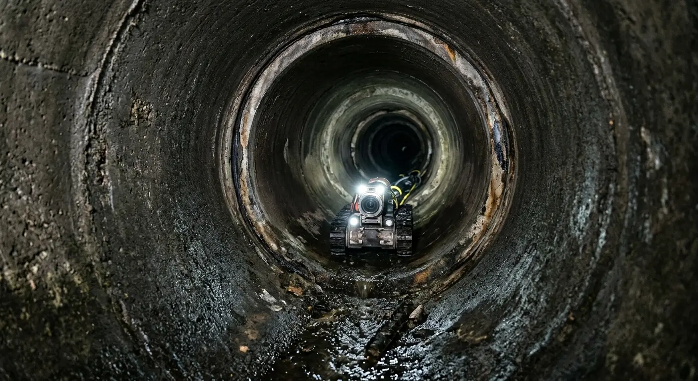 Robotic sewer camera inspecting pipe interior for Sewer Line Repair in Franklin